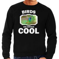 Sweater birds are serious cool zwart heren - vogels/ kolibrie vogel vliegend trui