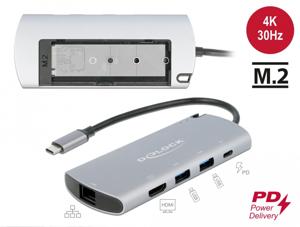 DeLOCK 87767 laptop dock & poortreplicator Bedraad USB 3.2 Gen 1 (3.1 Gen 1) Type-C Grijs