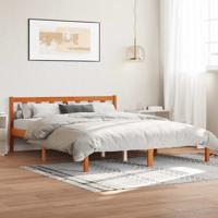 Bedframe zonder matras massief grenenhout wasbruin 160x200 cm