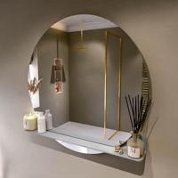 MONDIAZ SPOT spiegel rond 100cm met Spiegelplanchet kleur Plata.
