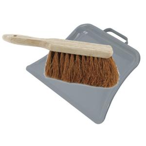 Stoffer en blik set Dirtmaster - blik metaal - naturel/grijs - 32 x 22 cm - borstel haar hard