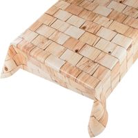 Buiten tafelkleed/tafelzeil naturel houten blokken print 140 x 175 cm rechthoekig - thumbnail