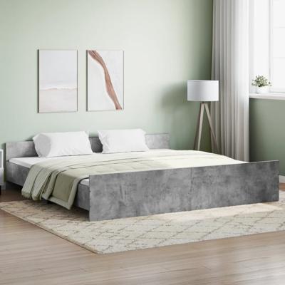 Bedframe met hoofd- en voeteneinde betongrijs 180x200 cm