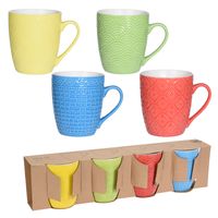 Koffie/thee mokken - 8x - motief - porselein - 380 ml - multi kleuren