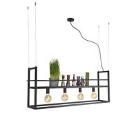 QAZQA Industriële hanglamp zwart met rek large 4-lichts - Cage Rack - thumbnail