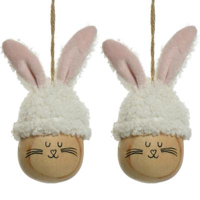 Decoris Paasei - 2x - 12 cm - kunststof - paashaas - paasversiering - pasen