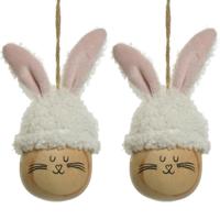 Decoris Paasei - 2x - 12 cm - kunststof - paashaas - paasversiering - pasen