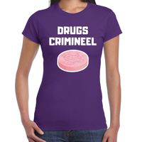 Drugs crimineel verkleed t-shirt paars voor dames