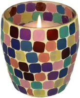 Kersten theelichthouder glas trendy 11x13cm multi