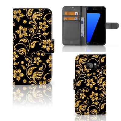 Samsung Galaxy S7 Edge Hoesje Gouden Bloemen Samsung Galaxy S7 Edge Hoesje Gouden Bloemen