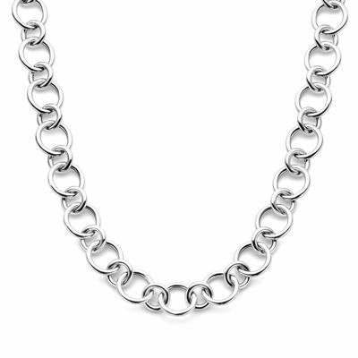 Gerhodineerd 925 Zilveren Collier - 46cm Draaglengte, 17mm Schakelbreedte | Stijlvol en Duurzaam Design