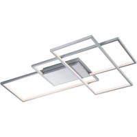 LED Plafondlamp WiZ - Smart LED - Plafondverlichting - Trion Tiagi - 40W - Aanpasbare Kleur - RGBW - Afstandsbediening - Dimbaar - Rechthoek - Mat Nikkel - Aluminium