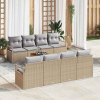 Tuinbankenset met kussen 9 pcs Beige poly rattan
