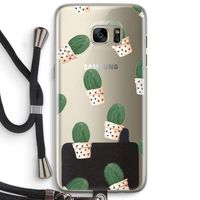 Cactusprint roze: Samsung Galaxy S7 Edge Transparant Hoesje met koord