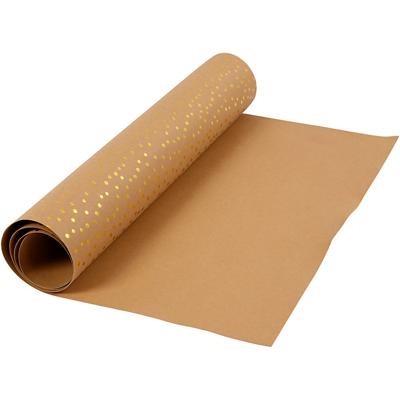 Creativ Company Faux leather papier, b: 50 cm, unikleurig,met folie, 350 gr, lichtbruin, goud, 1 m/ 1 rol