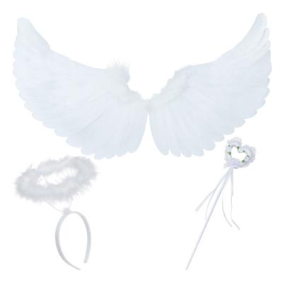 Ruhhy verkleedaccessoires Engel - wit - vleugels - 60 x 34 cm - diadeem - toverstaf Ruhhy verkleedaccessoires Engel - wit - vleugels - 60 x 34 cm - diadeem - toverstaf