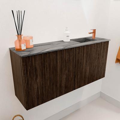 Toiletmeubel Mondiaz Joya Dlux | 90 cm | Meubelkleur Walnut | Faye wastafel Sombra Wasbak Rechts | 1 kraangat