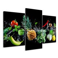 Schilderij - Groente en fruit in het water, 3 luik, premium print - thumbnail