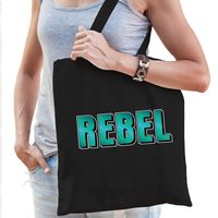 Rebel fun tekst cadeau tas zwart dames