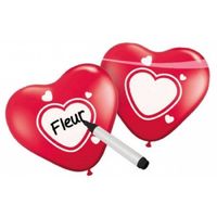 Beschrijfbare hartjes ballonnen 18x stuks - Ballonnen - thumbnail