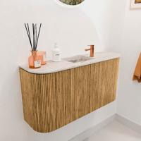 Toiletmeubel Mondiaz Joya Dlux | 83.2 cm | Meubelkleur Oak | Faye wastafel Nata Wasbak Midden | 1 kraangat