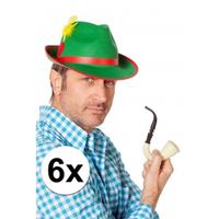 6x stuks Oktoberfest Tiroler feest hoedjes groen 6x stuks Oktoberfest Tiroler feest hoedjes groen
