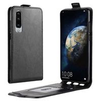 Huawei P30 Verticale Flip Case met Kaartsleuf - Zwart - thumbnail