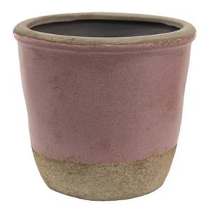 Clayre & Eef Bloempot Ø 19x19 cm Roze Beige Keramiek Rond Bloempot