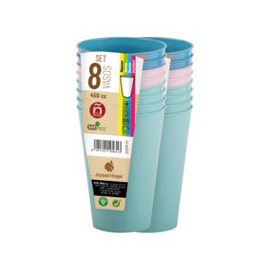 Drinkbekers - 16x - pasteltinten - kunststof - 450 ml - herbruikbaar