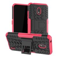 Voor Nokia 2 2 Tire textuur TPU + PC schokbestendig geval met houder (roze)