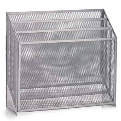 Zeller tijdschriftenrek - houder - grijs - 32 x 30 cm - metaal