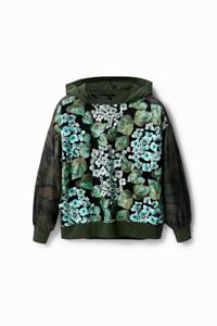 Oversized sweatshirt met bloemen - GREEN - M