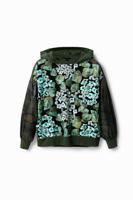 Oversized sweatshirt met bloemen - GREEN - S