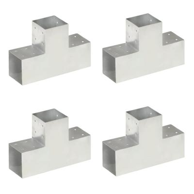 Paalverbindingen 4 st T-vorm 101x101 mm gegalvaniseerd metaal