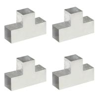 Paalverbindingen 4 st T-vorm 101x101 mm gegalvaniseerd metaal