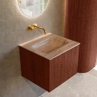 Badmeubel Mondiaz Kurve-Dlux | 50 cm | Meubelkleur Ruby | Wastafelkleur Saba | Solid surface | Wasbak midden spoelbak | Zonder kraangat(en)
