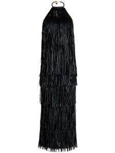 Silvia Tcherassi robe longue Susa à franges - Noir