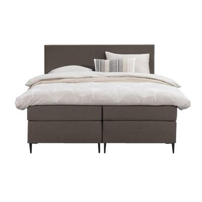 Leen Bakker - Boxspring Liv Egaal - Donker - 180x200 Cm - Slanke Poot - Stof - Bruin
