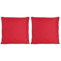 Set van 2x stuks buiten/woonkamer/slaapkamer kussens in het rood 45 x 45 cm - Sierkussens