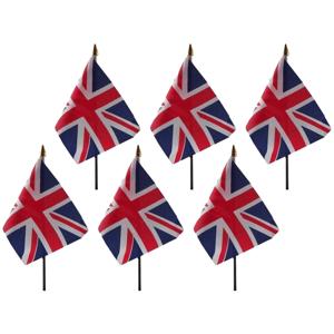 UK/Engeland - 6x - mini vlaggetje van 10 x 15 cm op stokje - Landen vlag - H27 cm