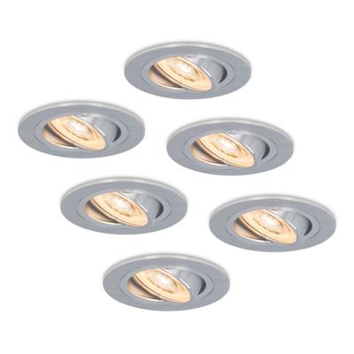Set van 6 Chandler LED inbouwspots - 3,8W 270lm - GU10 LED Module - 2700K warm wit - Dimbaar - Kantelbaar - IP20 Voor binnen - RVS