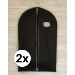 Beschermhoes voor kleding - 2x - zwart - 100 cm - met rits - op reis/thuis