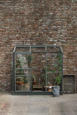 Royal Well muurkas Emma 2 met veiligheidsglas en fundering - groengrijs - tuinkas Royal Well muurkas Emma 2 met veiligheidsglas en fundering - groengrijs - tuinkas