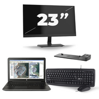 HP ZBook 15 G3 - Intel Xeon E3-1505M - 15 inch - 8GB RAM - 240GB SSD - Windows 11 Home + 1x 23 inch Monitor