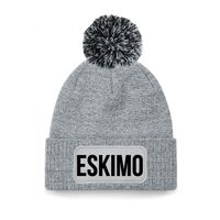 Eskimo muts met pompon unisex one size - grijs