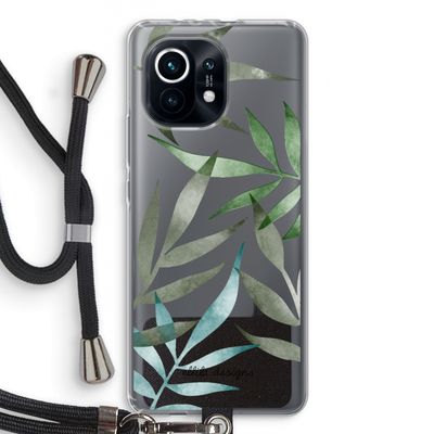 Tropical watercolor leaves: Xiaomi Mi 11 Transparant Hoesje met koord