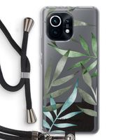 Tropical watercolor leaves: Xiaomi Mi 11 Transparant Hoesje met koord