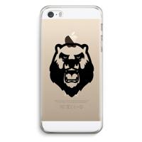 Angry Bear (black): iPhone 5 / 5S / SE Transparant Hoesje