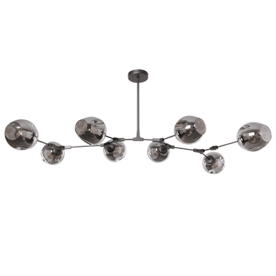 Moderne Hanglamp Laurenzo 160 cm 8 Lichts Antraciet Met Fume Glas