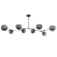 Moderne Hanglamp Laurenzo 160 cm 8 Lichts Antraciet Met Fume Glas - thumbnail